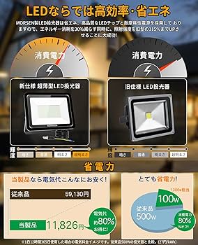 MORSEN 投光器 80W 1セット４個 led投光器 10000LM 650 Amazon.co.jp: MORSEN 投光器 80W 4セット led投光器 10000ML